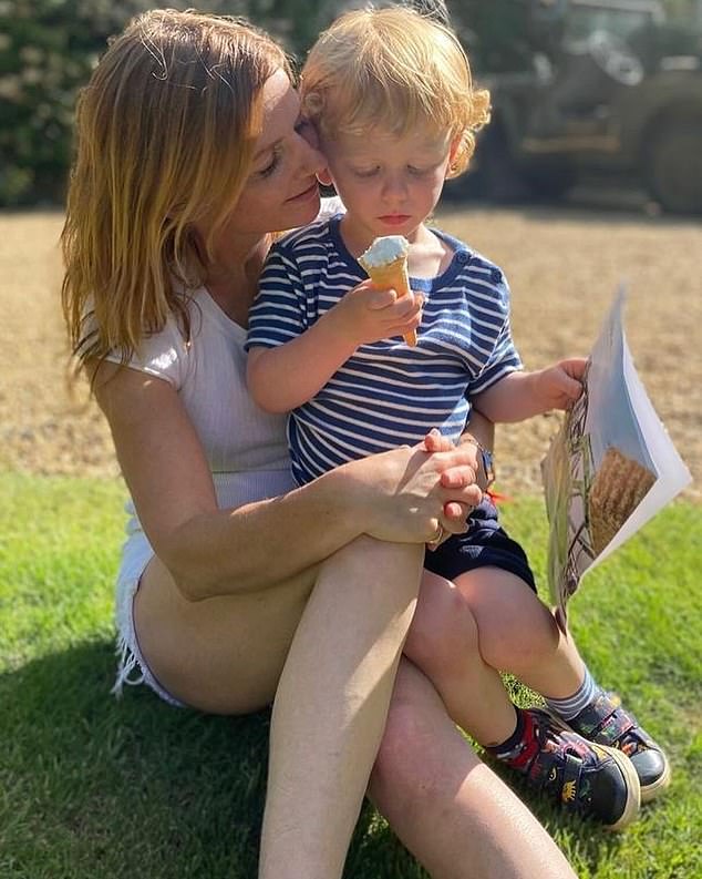 Horner shared photos of Halliwell with the couple's seven-year-old son on Instagram