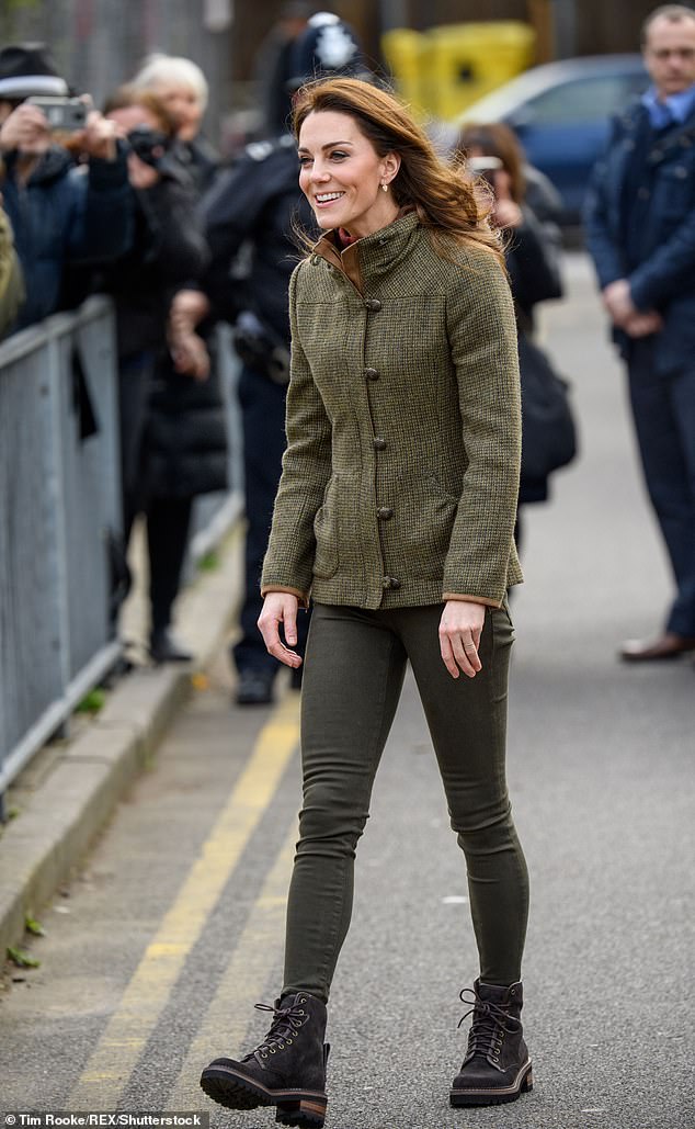 Kate is pictured wearing the same Chloe boots in 2019.