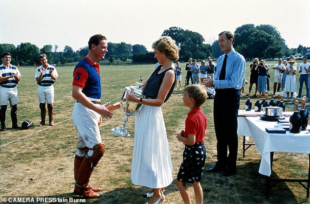 A picture from 1989 shows Diana presenting the Captain and Subalterns Cup to Mr Hewitt after he led his army polo team to glory in Tidworth, Wiltshire - their affair was ongoing at the time