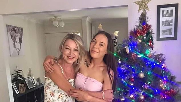 Mrs Perry (left) and her daughter Carly Pirronelli (right) are pictured at Christmas