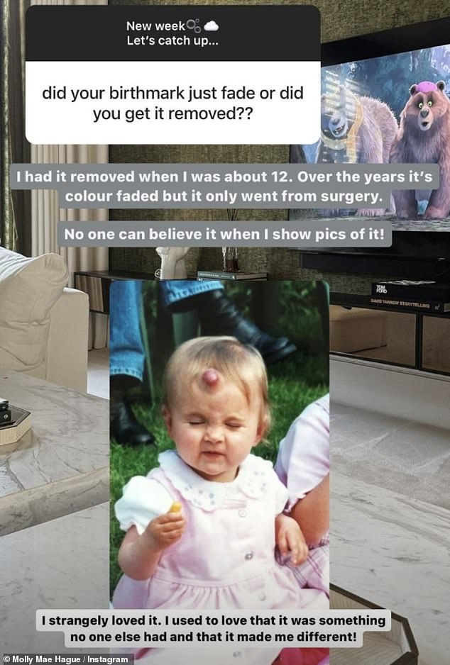 It's not the first time Molly-Mae has reflected on her childhood this week after revealing she 'used to love' her huge birthmark when she shared previously unseen baby photos on Monday