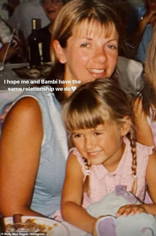 She shared a flashback with her mum Debbie, sweetly writing: 'I hope me and Bambi have the same relationship we have'