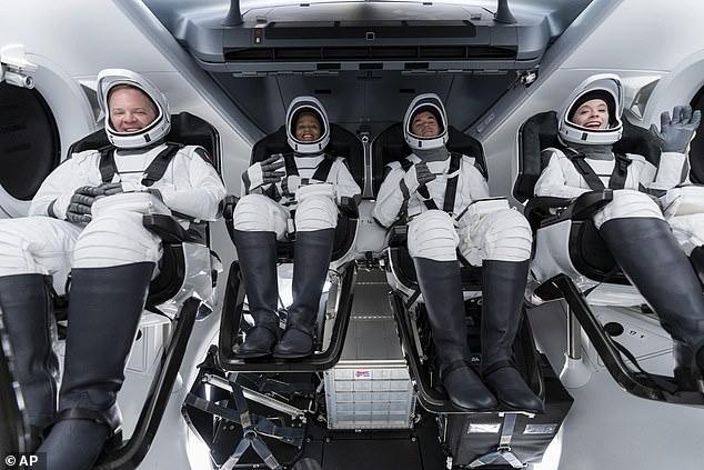 Musk donated $55 million to Pennsylvania billionaire Jared Isaacman (third from left), who is pledging to raise $200 million for St Jude's Children's Research Hospital by raffling off a seat with him on a SpaceX rocket flight