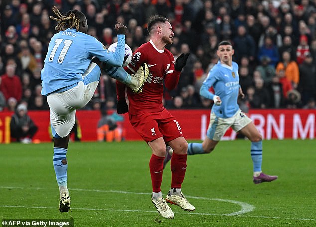Fans were angered by the tackle as they believed Liverpool should have been awarded a late penalty.