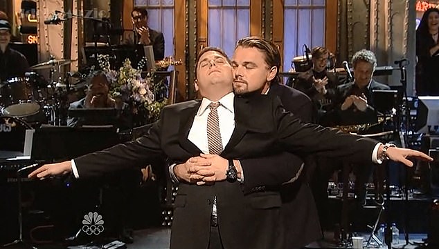 Gladstone's costar DiCaprio has never hosted SNL, but made a surprise appearance in 2014 to reenact a scene from Titanic with Jonah Hill