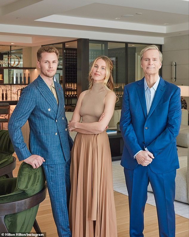 The Hiltons and patriarch Rick Hilton (R) are co-founders and co-CEOs of Hilton Hilton, a newly launched 'unconventional global luxury real estate company'