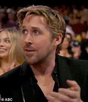 Barbie star Ryan Gosling was seen bursting into wild laughter when he spotted Border Collie Messi in the audience