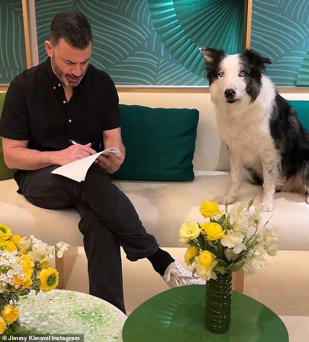 Hours before the ceremony, Messi appeared in a video posted to host Jimmy Kimmel's Instagram account, in which the comedian was seen running jokes past the puppy