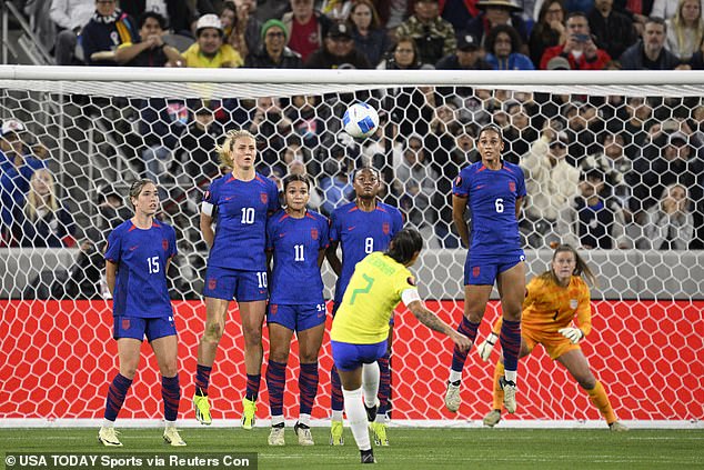 Brazil's Debinha also came very close to equalizing from a free kick, but shot wide
