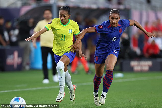 American forward Lynn Williams thought she had scored in the second half only to be ruled out for offside