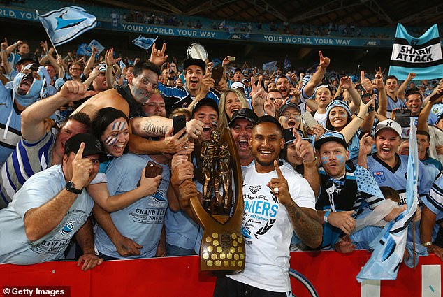 Barba (pictured celebrating Cronulla's premiership in 2016) admits he was unprepared for life in the spotlight after his departure from Darwin.