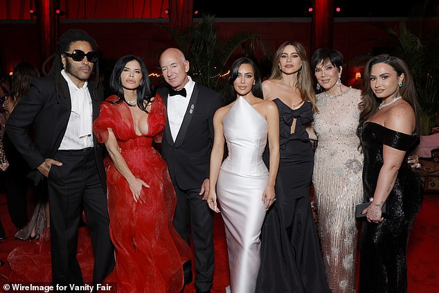 Lenny Kravitz, Lauren Sanchez, Jeff Bezos, Kim Kardashian, Sofia Vergara, Kris Jenner and Demi Lova Attend Vanity Fair Oscar Party 2024