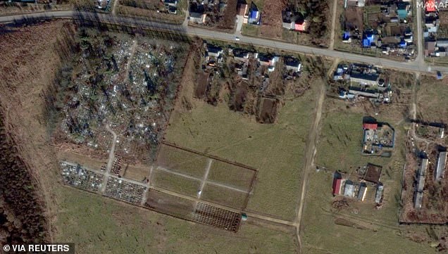 A satellite image shows an overview of Bakinskaya cemetery