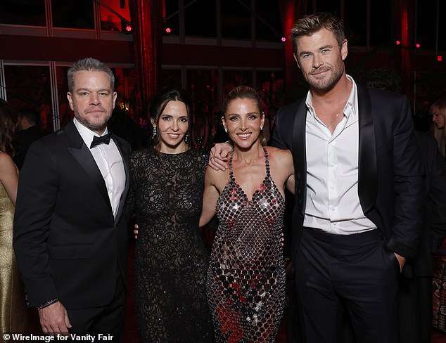 The couple were joined by their good friends Matt Damon and Luciana Barroso at the shindig.  All pictured