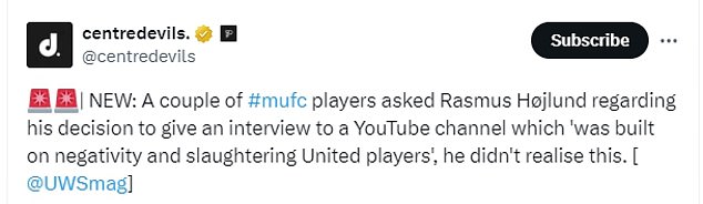 1710149298 404 Rasmus Hojlund is spoken to by Man United team mates over