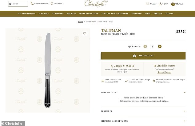 Christofle is a brand of high-end, silver frame made in Paris, with a single knife from the brand selling for as much as AUD$538