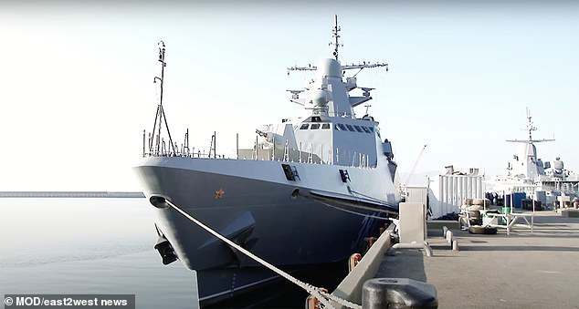 Image shows the Sergey Kotov patrol ship, a 308-foot warship that entered service in 2022