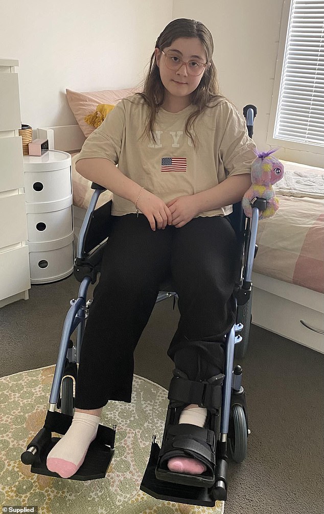 Jazmin (pictured) described the pain from CRPS as feeling like her 'whole body is on fire', accompanied by painful swelling, bruising, discolouration, fatigue and insomnia