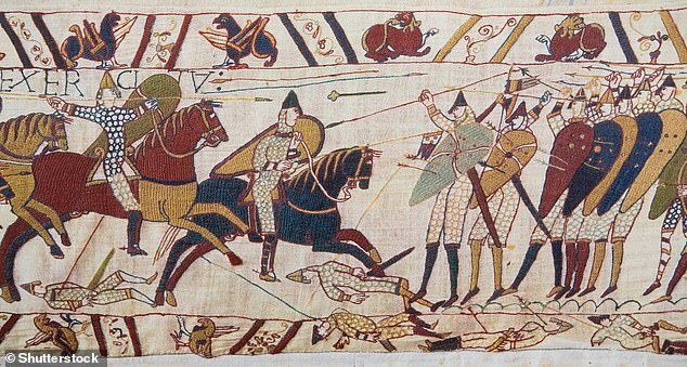 After the Norman Conquest, led by William the Duke of Normandy, French became an important language in England.  Pictured is a scene from the Bayeux Tapestry depicting the Battle of Hastings in 1066.