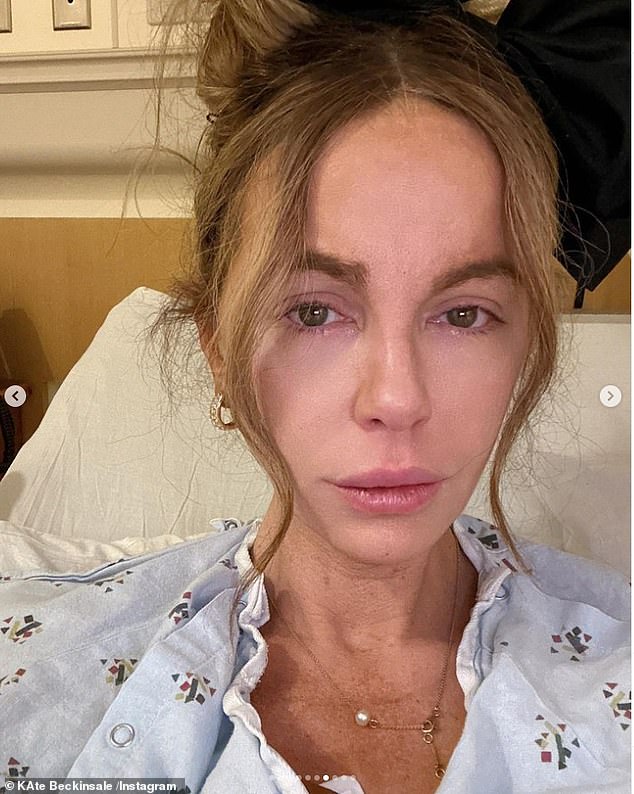 In another blow to the star, Kate revealed she has also been suffering from health problems as she shared tearful selfies in a hospital bed on Monday