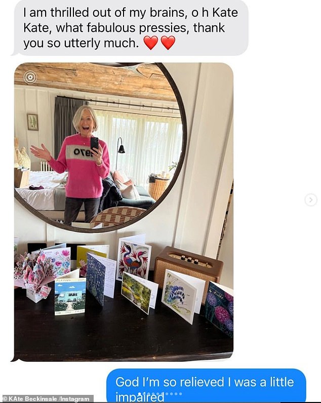 Judy had been given a number of presents for her birthday and Mother's Day, as evidenced by Kate's texts with her mother