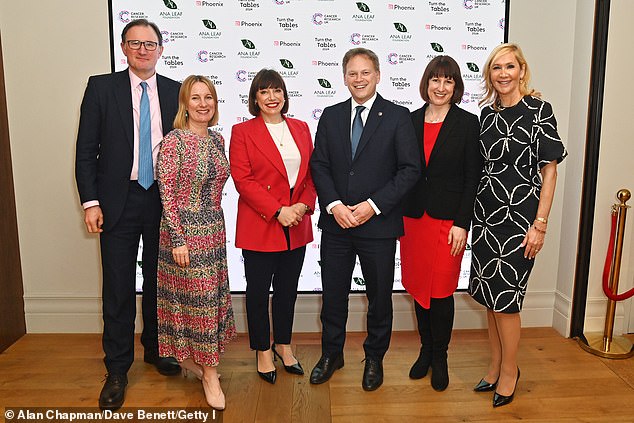 James Landale, Chief Executive of Cancer Research UK, Michelle Mitchell, Beth, Grant, Rachel Reeves, Shadow Chancellor of the Exchequer, and Tania posed together