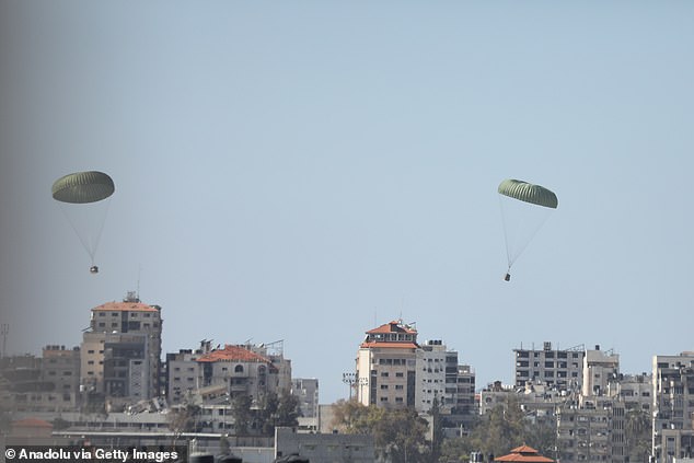 Planes drop humanitarian aid over Gaza Strip as Israeli attacks and blockades continue to cause famine in Gaza City