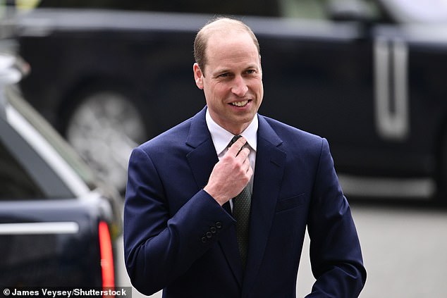 Prince William adjusts his tie as he enters Westminster Abbey on an eventful afternoon