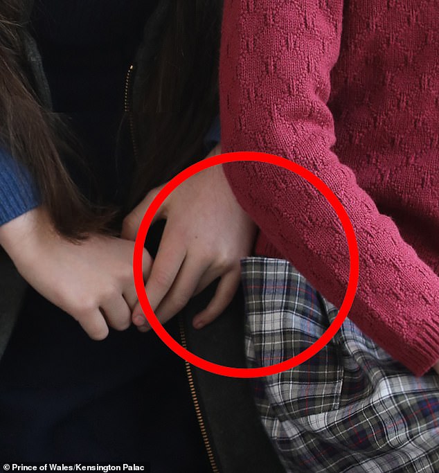 The corner of Charlotte's skirt was pointed out as another 'editing error' by social media pundits