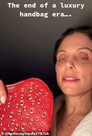 In the video, Frankel showed off her move, which included a red studded heart-shaped bag