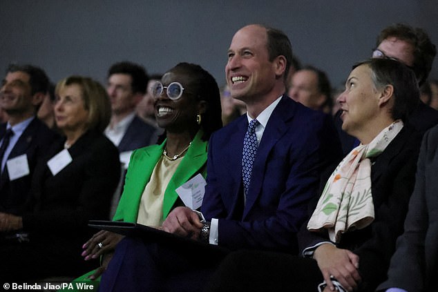 Prince William was all smiles today as he attended the event at Frameless in central London