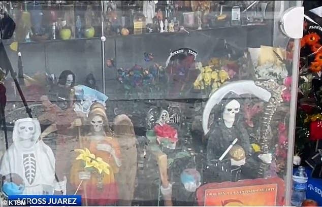 The Santa Muerte Shrine in Juarez, Mexico is not far from the US-Mexico border and the nearby US city of El Paso, Texas