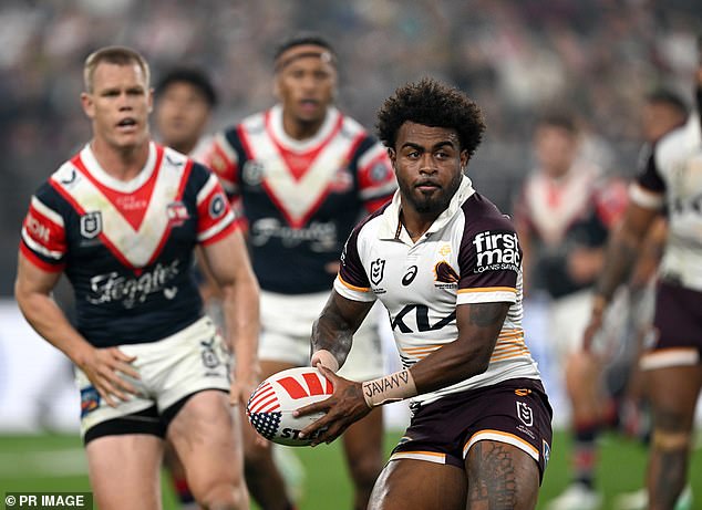Mam wasted no time reporting Lenius' slander to officials as the Broncos took on the Roosters in Las Vegas (pictured)