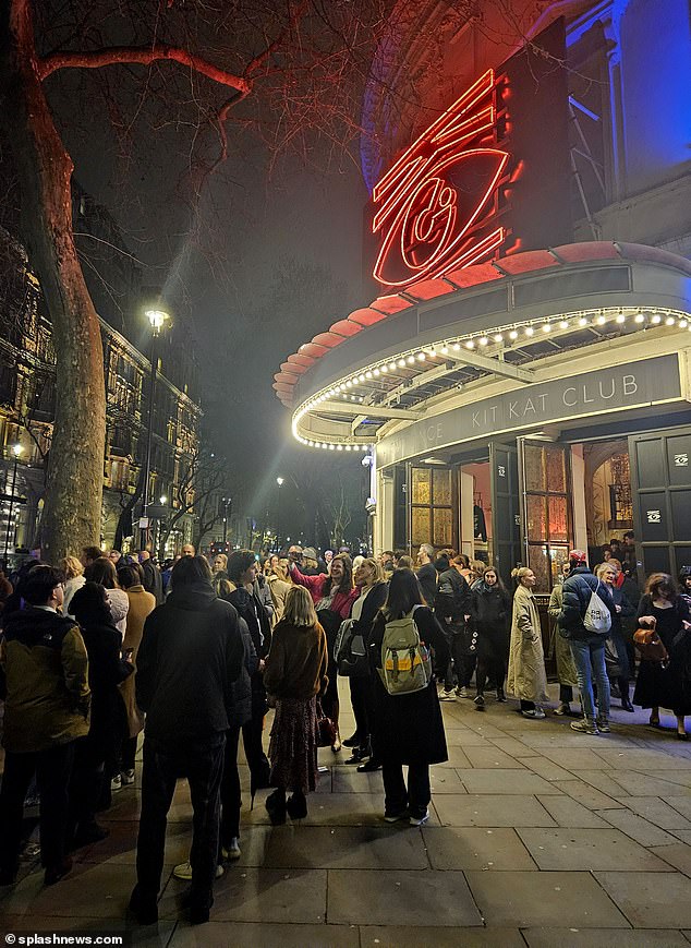 People thronged outside the theater ahead of the performance