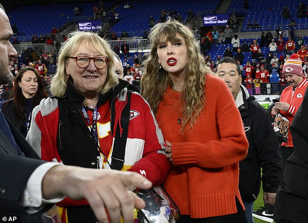 Taylor Swift (right) is said to be growing even closer to Travis Kelce's mother Donna (left)