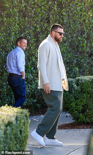 Kelce didn't crack a smile when he showed up without his girlfriend Taylor Swift to the luncheon