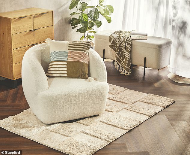 The $229 round swivel chair is made from the popular Boucle fabric - which was a popular style last year (pictured)