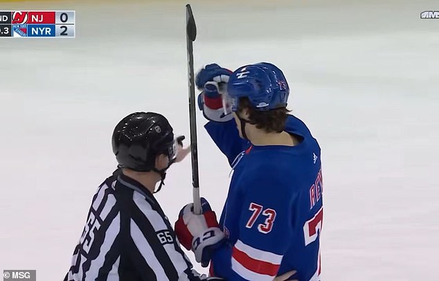 The 21-year-old rookie received a 5-minute major penalty and a game misconduct for the elbow.