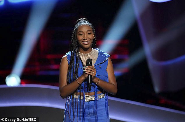 Elyscia, 20, from Baltimore, Maryland, ended the two-hour episode with her funky rendition of PYT by Michael Jackson and almost got a four-chair trip