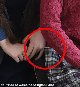 The corner of Charlotte's skirt was pointed out as another 'editing error' by social media pundits