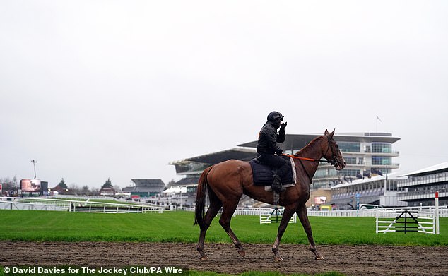 A wide shot on Tuesday from Cheltenham showed gray skies and rainy weather conditions.