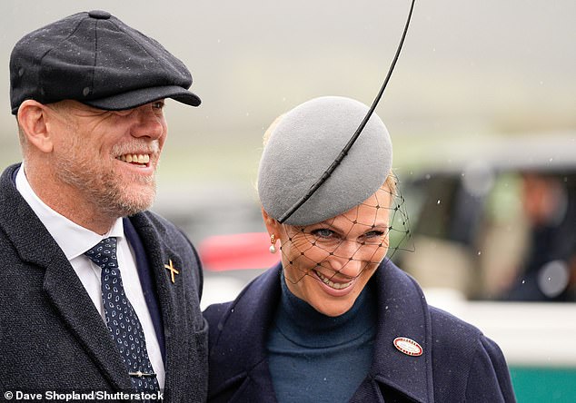 Princess Anne's daughter completed her look with a simple but smart gray fascinator with a decorative branch