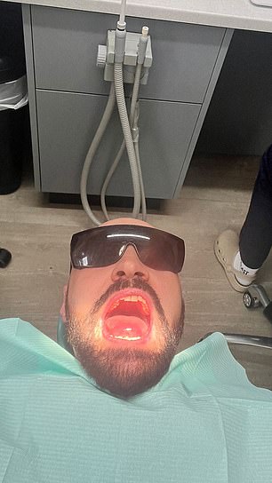 The heavyweight star showed off his dentist appointment.