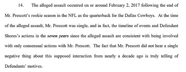 Prescott does not deny having intercourse with Shores, but insists she never raised any concerns