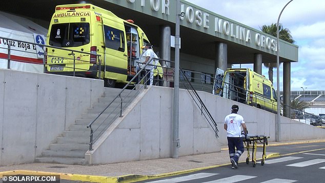 Ambulances are seen outside the hospital near Playa Blanca following the incident.