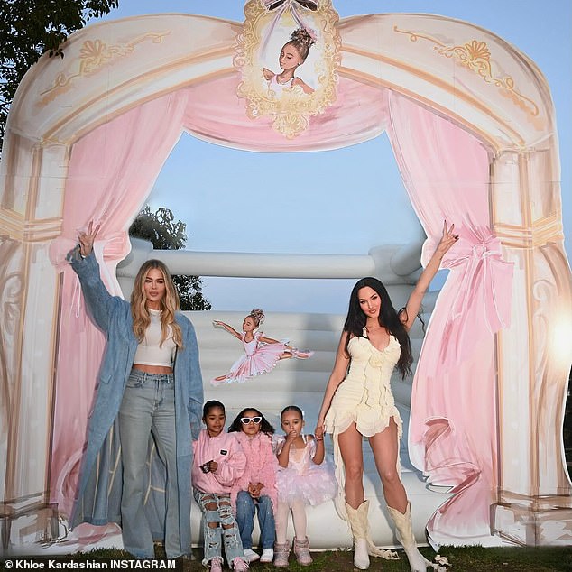 Khloe was on mom duty as she took her daughter True Thompson and niece Dream Kardashian to her friend Dove's ballerina-themed birthday party