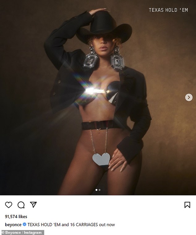 The album title reveal comes a month after she dropped two singles from it - Texas Hold' Em and 16 Carriages; her single Texas Hold 'Em artwork pictured