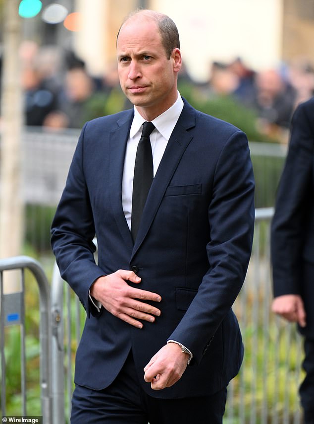 Prince William was among the mourners at Mr. Kingston's funeral. Top: At Sir Bobby Charlton's funeral last year