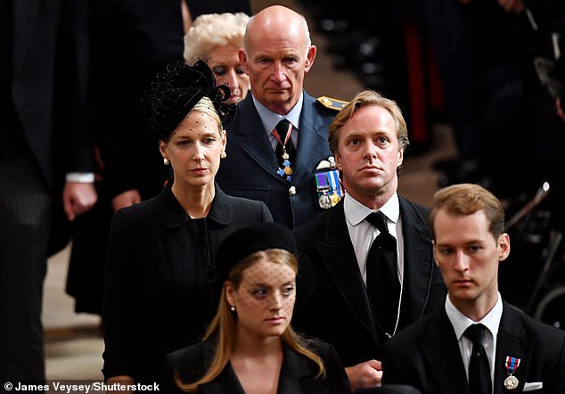 Kingston pictured with Lady Gabriella Windsor at the funeral of Queen Elizabeth II on 19 September 2022