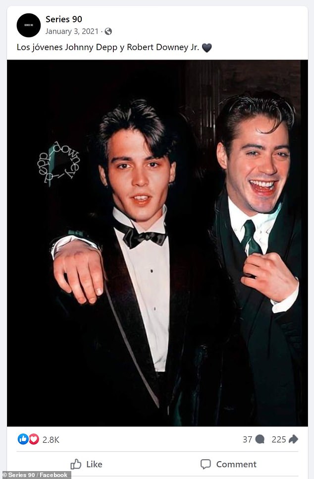 The doctored photo of Depp and Downey appears to have originated from a fan account and has been circulating for years on fan sites